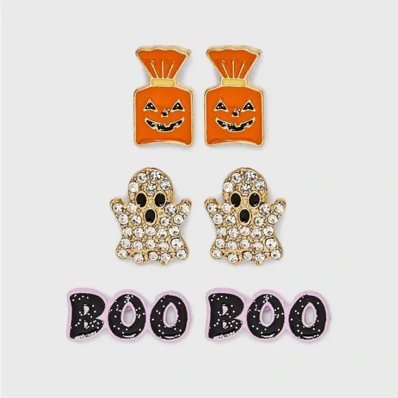 Sugarfix by BaubleBar "Don't Be Afraid" Ghost Boo Trick Or Treat Stud Earrings - Picture 2 of 4